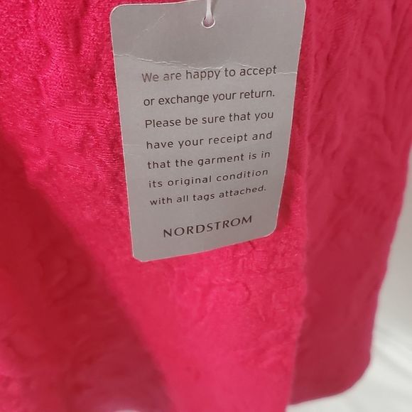 NWT Eliza J Fit and Flare Fuschia Dress with Floral Imprinting SIZE L (D… - Picture 2 of 7